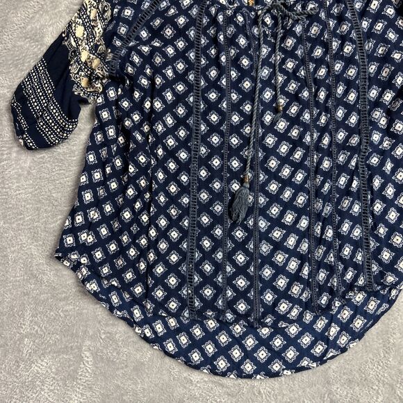 Apollo Artsy Flowy Boho Embroidered Womens Shirt Top Y2K Sz M Peasant Gypsy - Picture 4 of 14